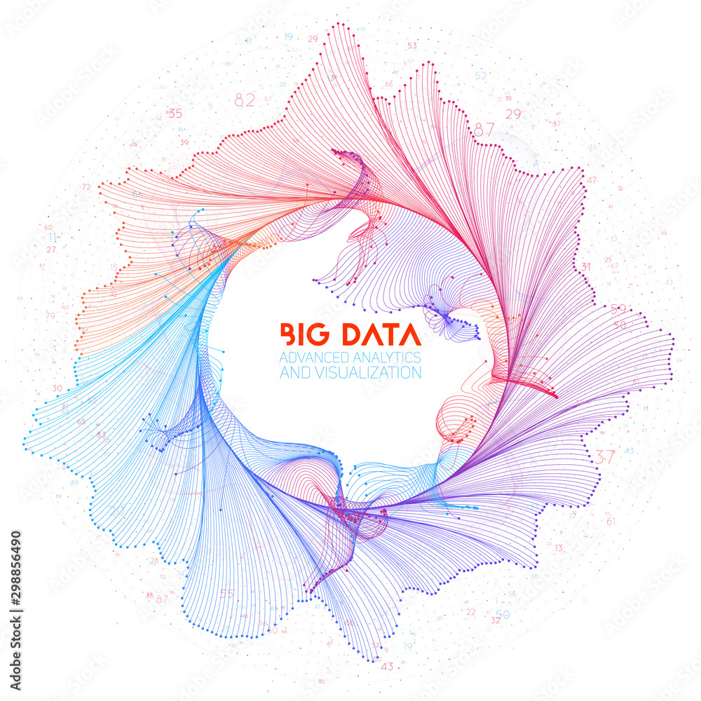 Poster vector abstract colorful big data information sorting visualization. social network, financial analy