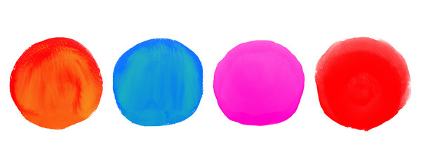 Colorful watercolor circle element on white background