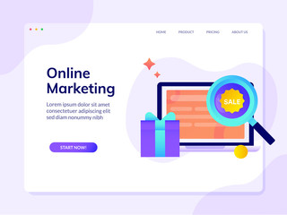 Online Marketing Website Landing Page Design Illustration Template