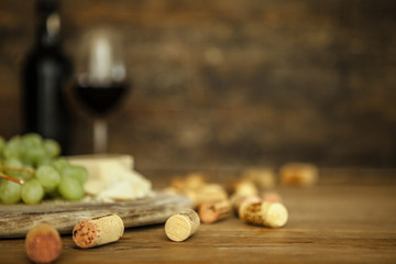 Wine corks on blurred background