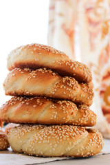 Lush yeast bagels with sesame seeds
