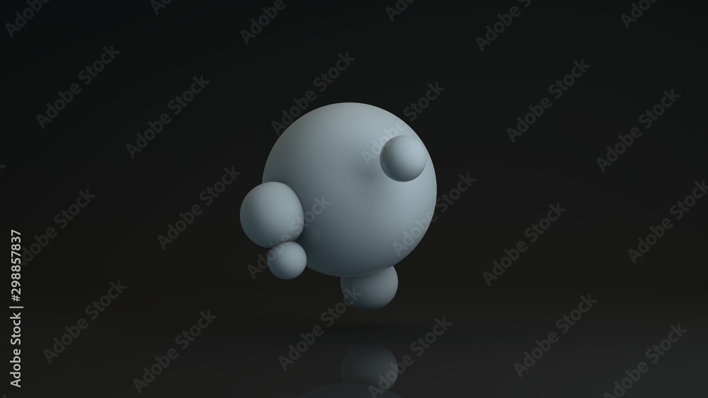 Poster 3d rendering of a large white sphere and many small, connected with . abstract image of spherical fi