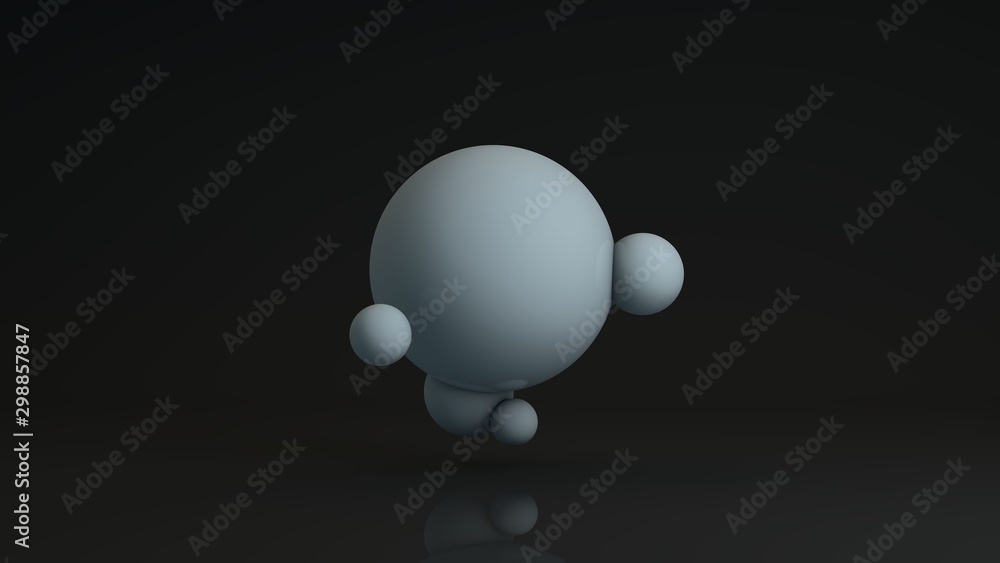 Poster 3d rendering of a large white sphere and many small, connected with . abstract image of spherical fi