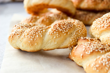 Lush yeast bagels with sesame seeds
