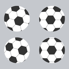 Soccer ball vector flat simple icons set isolated on background.