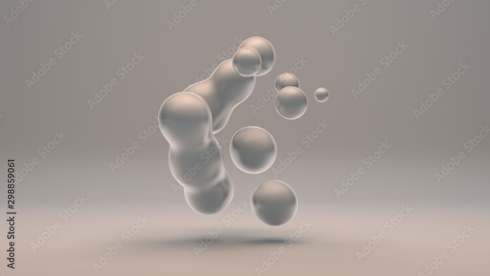 Aufkleber 3d rendering of pearl drops on a white background. drops of white liquid in space and weightlessness