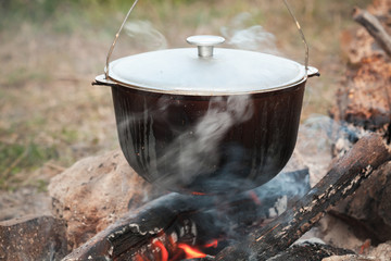 Preparing of a tourists soup