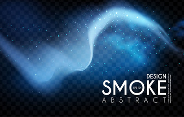 Abstract transparent light wave and smoke effect. Magic mist.