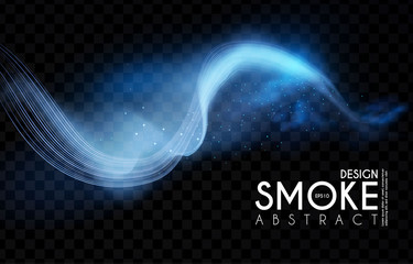 Abstract transparent light wave and smoke effect. Magic mist.