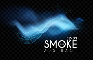 Abstract transparent light wave and smoke effect. Magic mist.