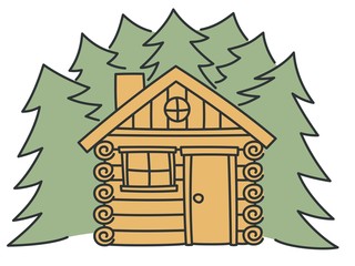 Log cabin, nature summer house vector illustration
