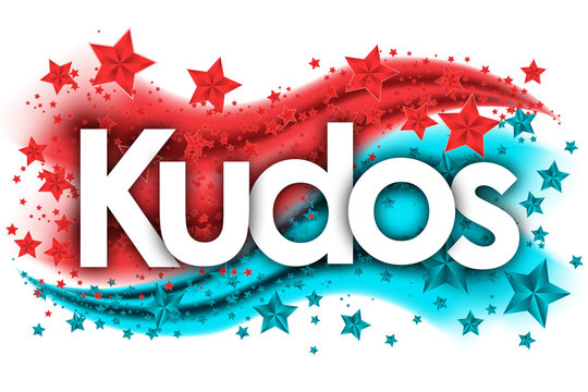 Kudos word in stars colored background