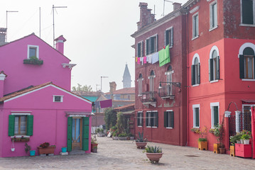 Fototapeta na wymiar Murano Burano Venice islands streets, colorful houses and water channels