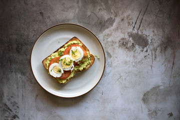 Avocado Toast with Hard Boiled Egg and Tomato