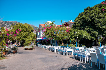 Gocek Town, fish restaurant tables of Gocek Town