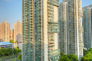 Obraz premium Close up of apartment buildings in Shanghai