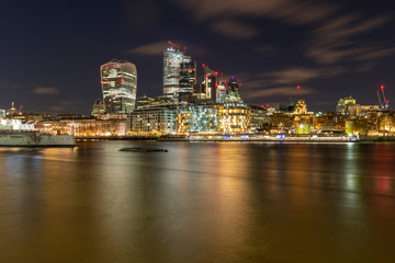 London skyline and River Thames at dusk