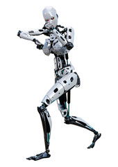 3D Rendering Female Robot on White