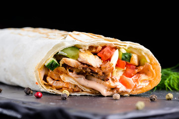 Mexican beef steak burritos with vegetable