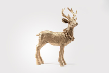 Gold Red deer, reindeer, christmas / autumn picture, isolated on white background, decoration,...