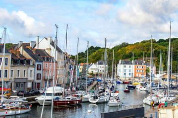 Belle-Ile-en-Mer. Port de plaisance et quai. Le Palais. Morbihan. Bretagne	