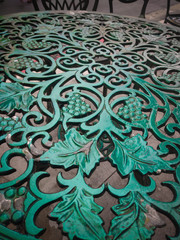 Texture of a green metallic table design