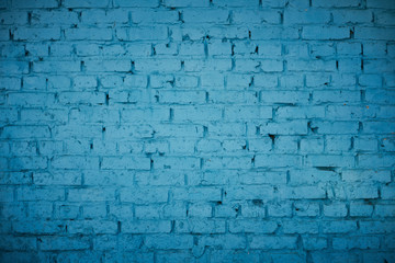 old red brick Brick wall painted with deep blue paint