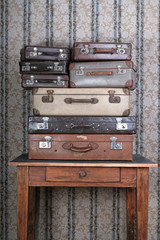 Old luggage, suitcases, boxes, retro-style