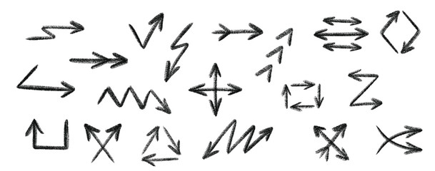 Arrow hand drawn vector set.Arrow grunge vector set.