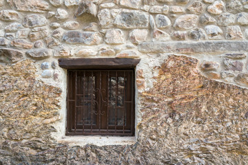 Old window in a town of Potes in Asturias