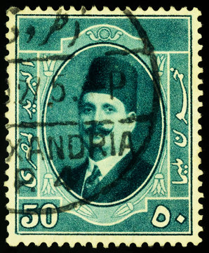 Fuad I, King of Egypt and Sudan on postage stamp
