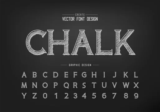 Chalk font and bold alphabet vector, Hand draw script and number design  Stock Vector