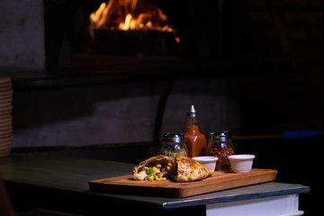 Homemade Beef  Empanada Argentina, Chile in Wood oven