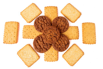 Coco Chip cookie isolated on white background, homemade crunchy coco cookies.