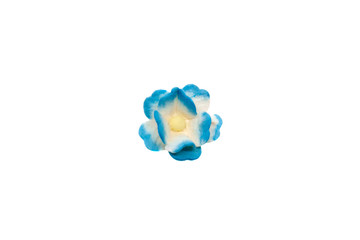 Small blue paper flower for scrapbooking isolated on white background