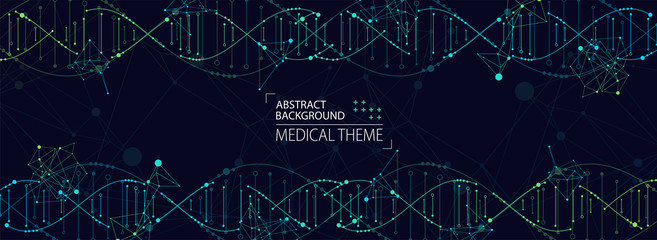 Science template, abstract background with a 3D DNA molecules. Vector illustration.