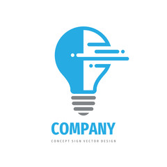 Lightbulb concept logo template design. Electric lamp sign. Creative idea inspiration symbol. Vector illustration.