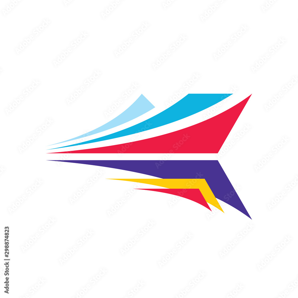 Poster arrow logo template design. abstract dynamic wing vector sign. development strategy icon. delivery s