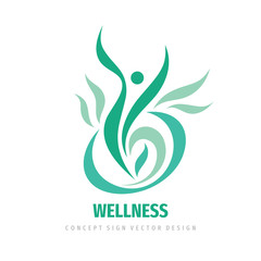 Wellness people vector logo design. Abstract stylized human character sign. Healthcare concept symbol.