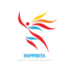 Happiness people business logo design. Human development creative icon sign. Positive symbol. 