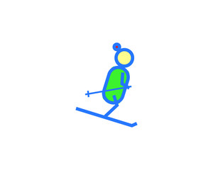simple icon vector with shape of man snowboarding