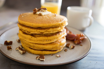 Pumpkin Pancakes with Bacon