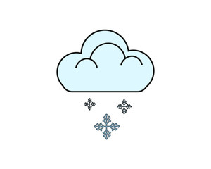 simple icon vector with cloud shape with snow