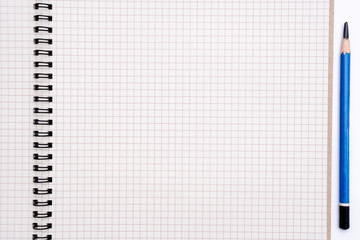 Empty notebook with white texture background surface. Copy space for add text or art work designs.