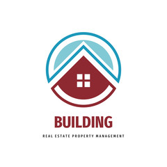 Building house logo template design. Real estate sign. Property management symbol. Vector illustration.
