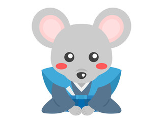 和服を着たネズミのイラスト