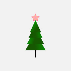 Christmas tree on white background. Vector in flat design. Illustration