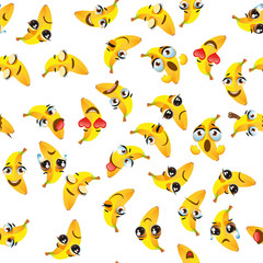 Cute seamless pattern with cartoon emoji fruits