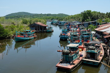 Vietnam Phu Quoc  - Duong Dong Harbour with fishing boats