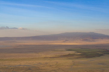 Fototapeta na wymiar View of the vast Ngorogoro Crater at dawn in Tanzania, Africa